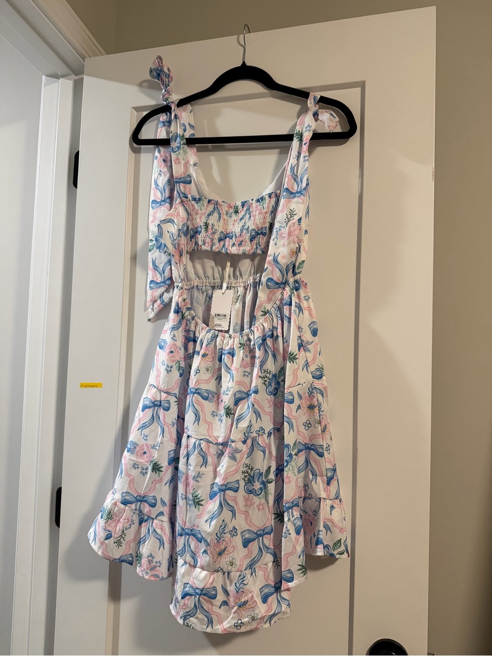Simply Southern Pink and Blue Floral Tie-Shoulder Sundress - Picture 2 of 3